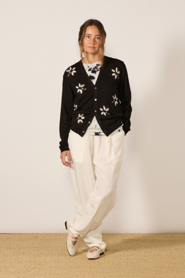 Wool Cardigan - Black/White