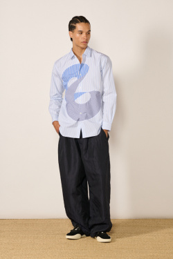 CDG Shirt - Patchwork Striped Shirt - Blue - allanjoseph