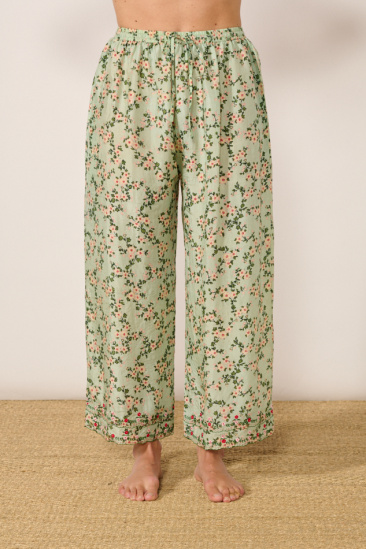 Pantalon à motif fleuri - vert