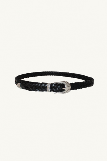 Ceinture en cuir tressé - Noir