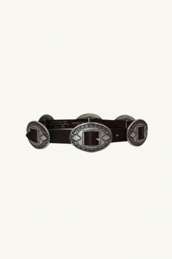 Alberto Luti - Concho Leather Belt - Brown - allanjoseph