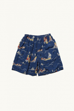 Beams Plus - Nautical Print Shorts - Blue - allanjoseph