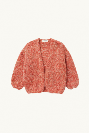 Mohair Cardigan - Ecru/Coral