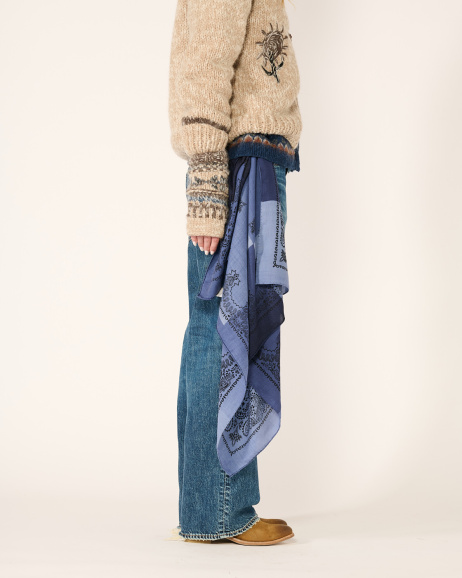 Destin - Judy Square Scarf - Navy - allanjoseph