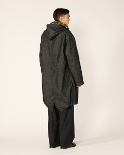 Engineered Garments - Parka Highland en Denim - Noir - allanjoseph