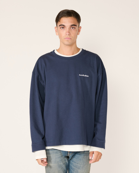 Acne Studios - Sweatshirt superposé à logo - Navy - allanjoseph
