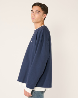 Acne Studios - Sweatshirt superposé à logo - Navy - allanjoseph