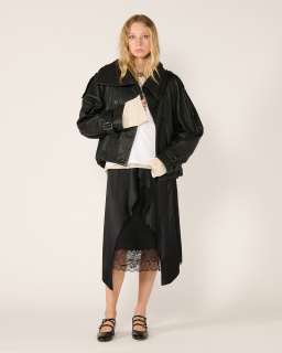 Acne Studios - Trench Court en Cuir - Noir - allanjoseph