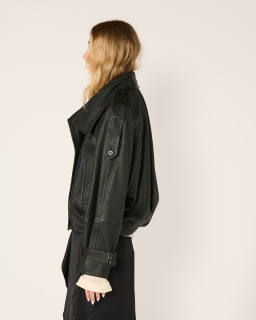 Acne Studios - Short Leather Trench Coat - Black - allanjoseph