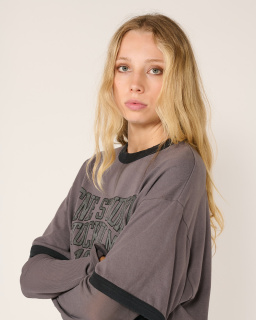 Acne Studios - T-shirt Imprimé Universitaire - Violet/Noir - allanjoseph