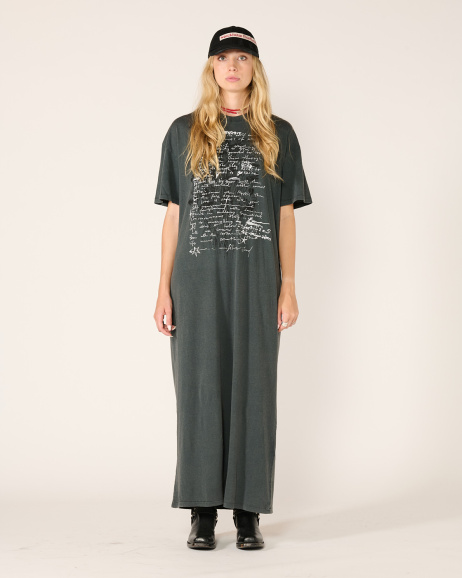 Stockholm Surfboard Club - Robe T-shirt Longue - Noir Délavé - allanjoseph