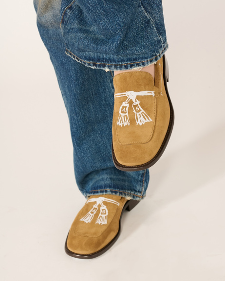 Acne Studios - Mocassins en daim imprimé - Camel - allanjoseph