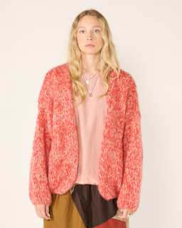 Casey Casey - Mohair Cardigan - Ecru/Coral - allanjoseph