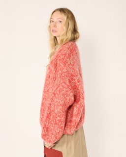 Casey Casey - Mohair Cardigan - Ecru/Coral - allanjoseph
