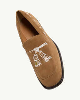 Acne Studios - Printed suede moccasins - Camel - allanjoseph