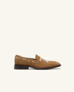 Acne Studios - Printed suede moccasins - Camel - allanjoseph