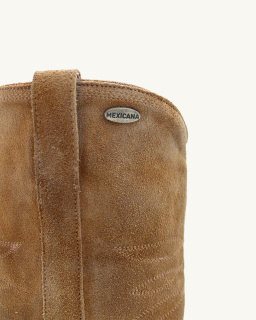 Mexicana - Suede Cowboy Boots - Camel - allanjoseph