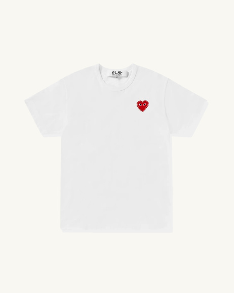 Comme des Garçons Play - Rhinestone T-shirt - White/Red - allanjoseph
