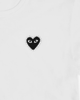 Comme des Garçons Play - T-shirt Strass - Blanc/Noir - allanjoseph