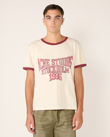 Acne Studios - Collegiate Print T-Shirt - Ecru - allanjoseph