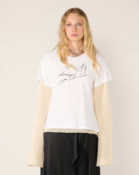 Acne Studios - T-shirt superposé - Blanc - allanjoseph