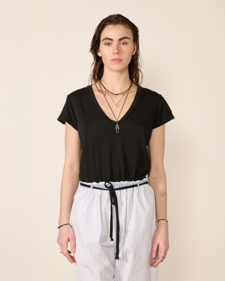 James Perse - V-neck T-shirt - Black - allanjoseph