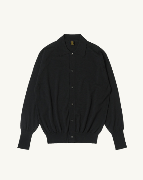 Batoner - Wool Cardigan - Black - allanjoseph
