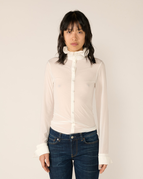 Acne Studios - Blouse en Jersey Transparent - Blanc - allanjoseph