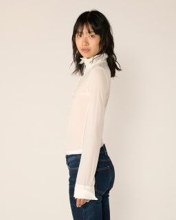 Acne Studios - Sheer Jersey Blouse - White - allanjoseph