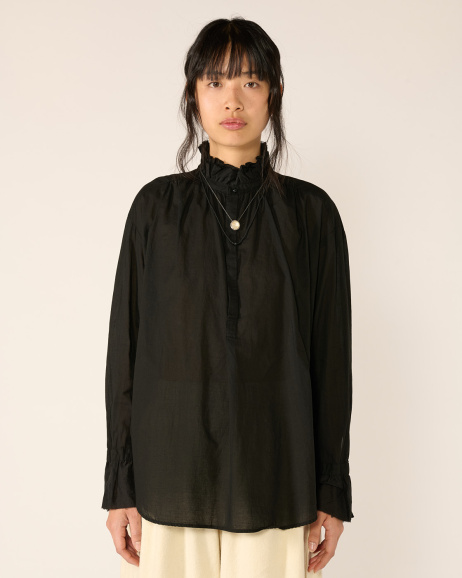 Pas de Calais - Blouse à volants - Noir - allanjoseph