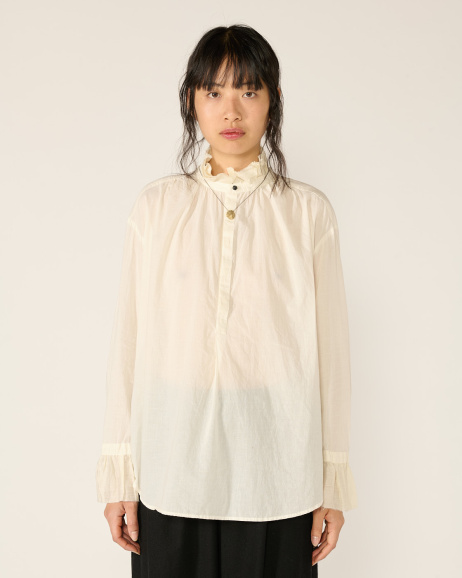 Pas de Calais - Ruffled Blouse - Ecru - allanjoseph