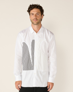 CDG Shirt - Patchwork Shirt - White - allanjoseph
