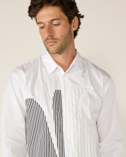CDG Shirt - Patchwork Shirt - White - allanjoseph