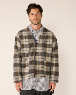 Engineered Garments - Cardigan à carreaux - Beige - allanjoseph