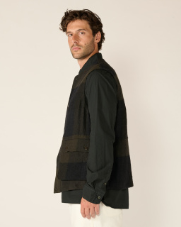 Sage de Cret - Veste sans manches à carreaux - Olive - allanjoseph