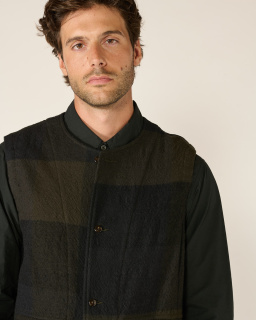 Sage de Cret - Checked Sleeveless Jacket - Olive - allanjoseph