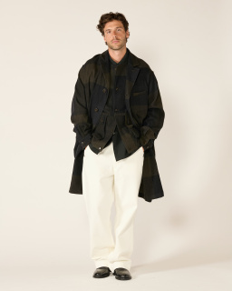 Sage de Cret - Checked Coat - Olive - allanjoseph