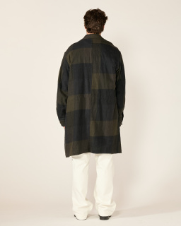 Sage de Cret - Checked Coat - Olive - allanjoseph