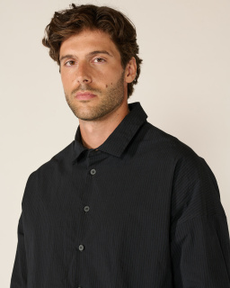 Bergfabel - Elia Striped Shirt - Black/Navy - allanjoseph