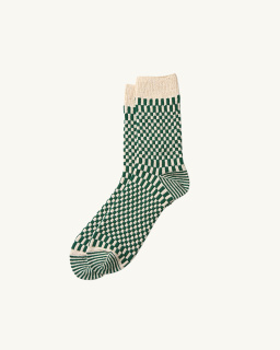 Rototo - Socks R1621 Checkerboard - Green - allanjoseph
