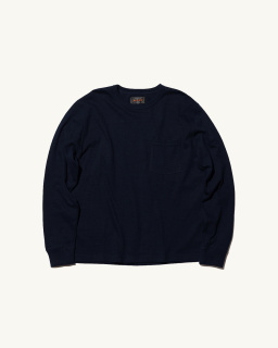 Beams + - Long Sleeve Pocket Tshirt - Navy - allanjoseph