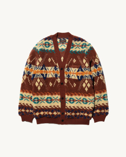BEams + - Cardigan Boa Jacquard - Brown - allanjoseph
