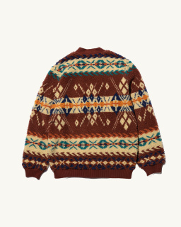 BEams + - Cardigan Boa Jacquard - Brown - allanjoseph