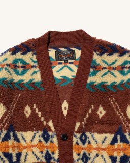 BEams + - Cardigan Boa Jacquard - Brown - allanjoseph