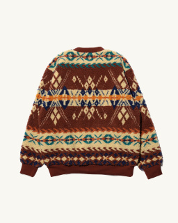 Beams + - Jacquard Boa Sweater - Brown - allanjoseph