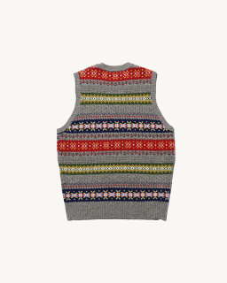 Beams Plus - Fair Isle Sweater Vest - Grey - allanjoseph