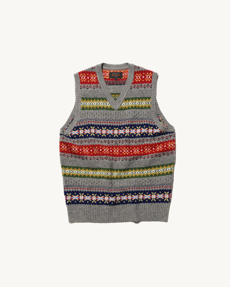 Beams Plus - Fair Isle Sweater Vest - Grey - allanjoseph