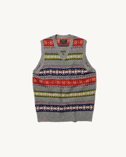 Beams Plus - Fair Isle Sweater Vest - Grey - allanjoseph