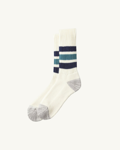 Rototo - Chaussettes Ribbed Old School - Navy/Vert - allanjoseph