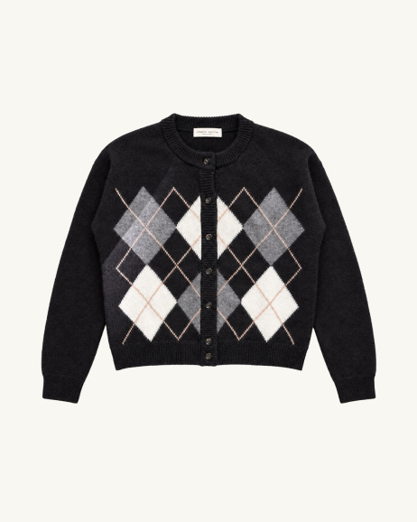 Roberto Collina - Cardigan Argyle - Noir - allanjoseph
